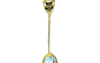 Vienna Austria Enameled Bowl Silver Souvenir Spoon