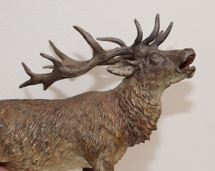 Vienna Foundry - Elk figurine (1) - Bronze (cold painted) - Early 20th century