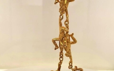 Vintage 14k yellow gold Monkey link long chain