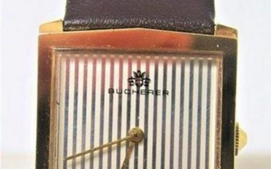 Vintage 18k Gold Plated BUCHERER Unisex Winding Watch*