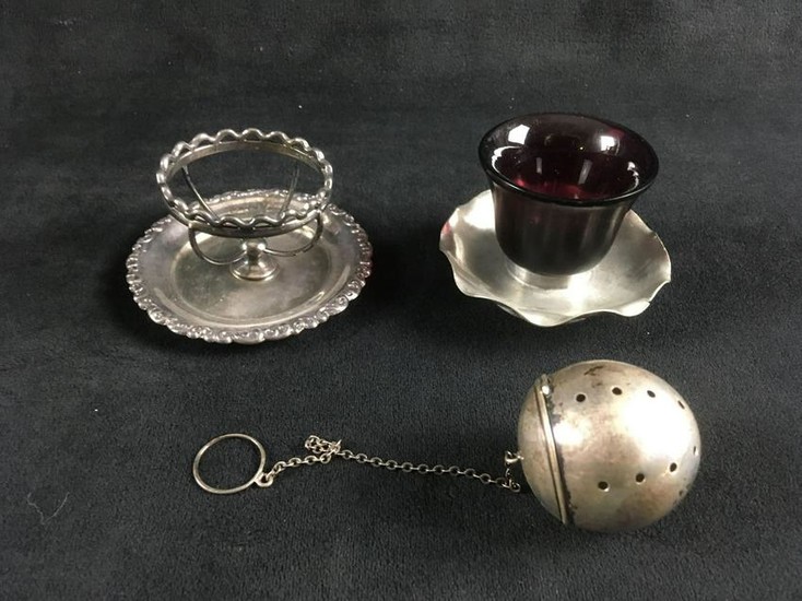 Vintage Breakfast Set of Tea Infuser and Egg Stand and