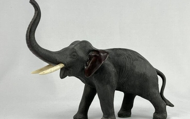 Vintage Cast Metal Cold Painted Elephant
