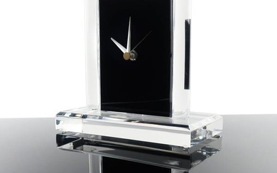 Vintage Clear & Black Lucite Clock
