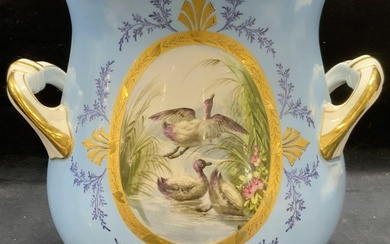 Vintage Gilt Porcelain Duck Urn