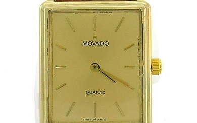 Vintage MOVADO Yellow Gold WATCH Leather Strap Unisex