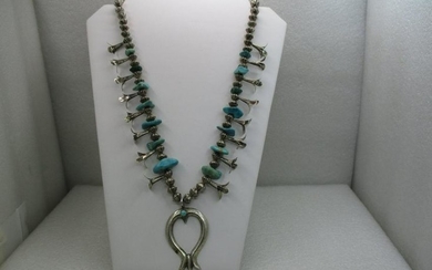 Vintage Southwestern Turquoise Squash Blossom Necklace