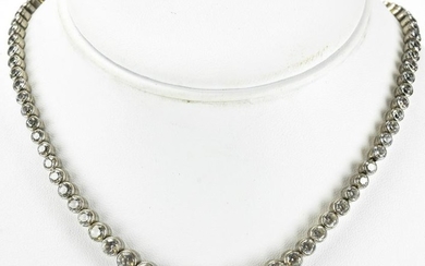 Vintage Sterling Silver & Topaz Riviere Necklace