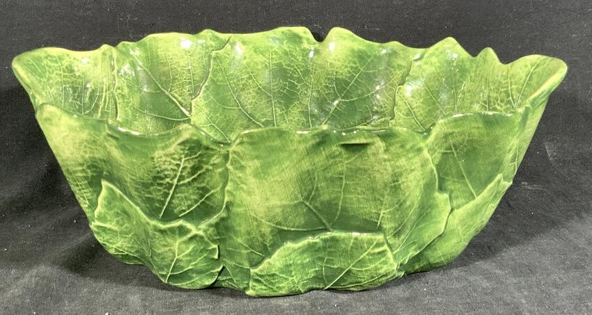 Vintage VIETRI Signed Italian Ceramic Leaf Vessel