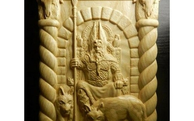 Vking Odin in Valhalla Wood Carving