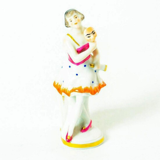 Volkstedt Style Figurine, Woman With Mask