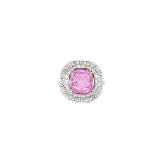 White Gold, Pink Sapphire and Diamond Ring