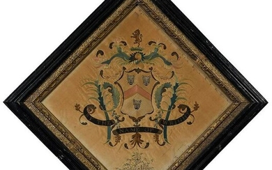Wright Family Silk Embroidered Coat of Arms