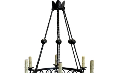 Wrought Iron Six Light Chandelier - electrified UL Listed /...