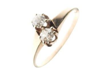 Yellow metal (14K) two-stone diamond ring