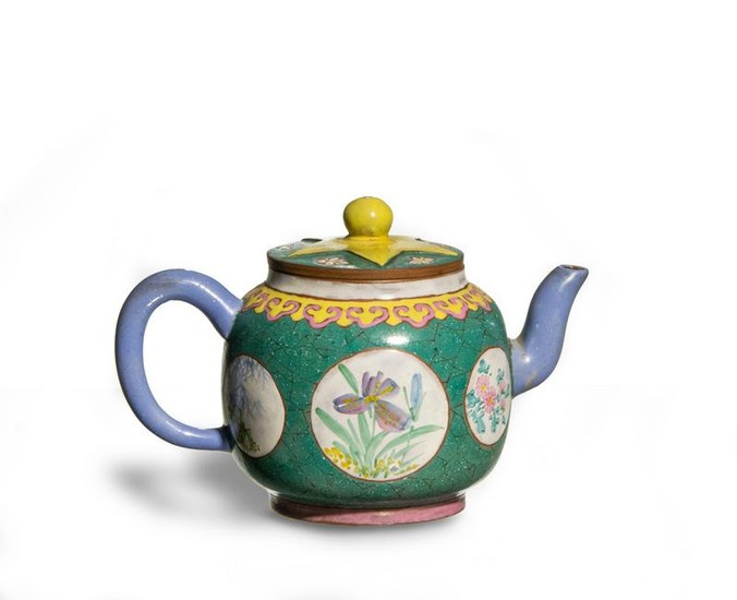 Yixing Zisha Enameled Teapot, Republic Period