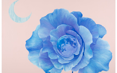 Yoskay Yamamoto (b. 1981), Moon Flower in Blue Over Pale Pink (2019)