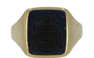 Zegel - 14 kt. Gold - Ring Layer stone - Family coat of arms