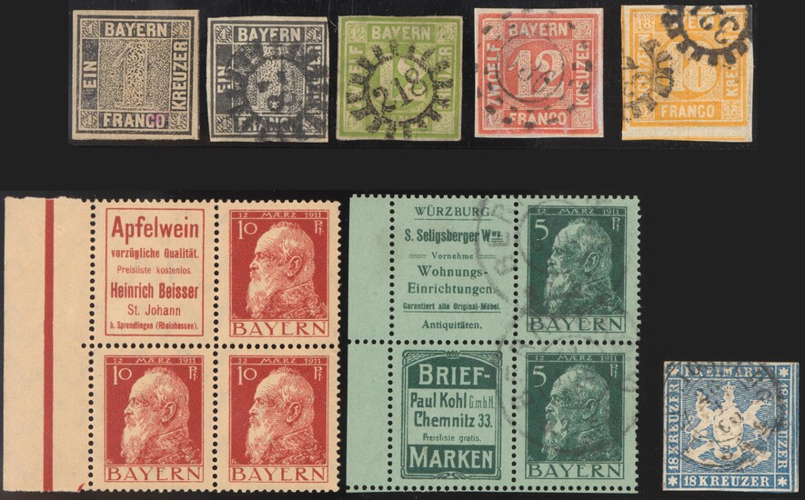 gestempelt/*/(*)/Briefstück/**/Poststück - Reichh. Sammlung altd. Staaten mit Bayern