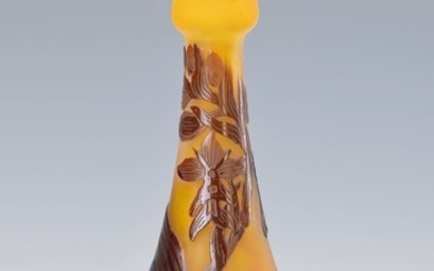 vase, France, Galle, around 1920-25, yellowish glass,...