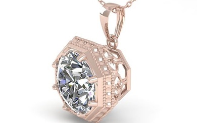 0.50 ctw Certified VS/SI Diamond Necklace Art Deco 18k Rose Gold