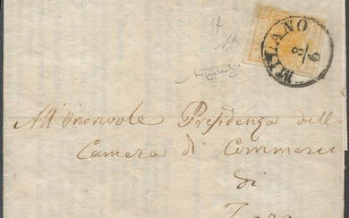 08.06.1857, Lettera da Milano per Zara affrancata con un 1c....
