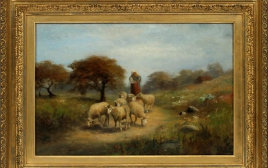 H. CARITZNER OIL ON CANVAS SHEPHERDESS