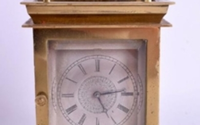 AN UNUSUAL 19TH CENTURY FRENCH BRASS CARRIAGE CLOCK