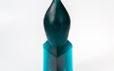 Vladimira Klumpar (Klumparova) Figurehead Rocket Art Glass Sculpture, Czech Republic, 1991, cast glass, signed and dated, ht. 23, wd. 8