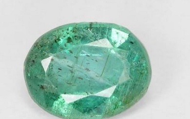 1.11 ct Oval Cut Faceted Jungle Green Emerald Gemstone