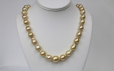 12-14mm Golden Drop/Baroque Necklace with Gold Clasp