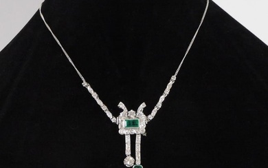 12kt white gold diamond and emerald