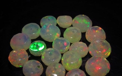 11.93 Ct Genuine 19 Drilled Round Faceted Opal Beads