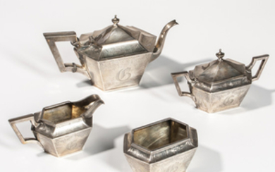 Four-piece Meriden Britannia Sterling Silver Tea Service