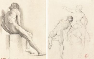 HOMME NU ASSIS - RECTO ÉTUDE D’HOMMES - VERSO, Edgar Degas