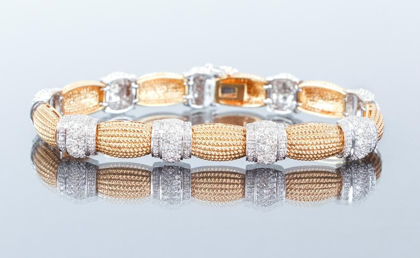14K Gold Bi-Color Diamond Bracelet