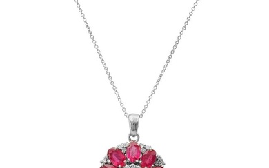 14K White Gold Setting with 6.9ct Ruby and 0.68ct Diamond Pendant