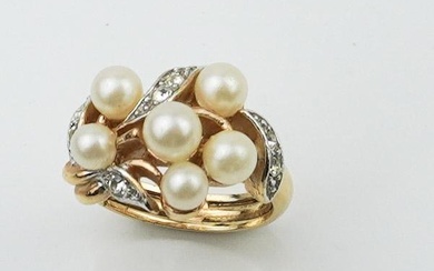 14KYG and Pearl Cluster and Crystal Ring