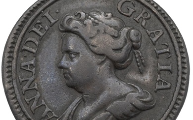 1713 Queen Anne copper pattern Farthing (Peck 737). Obverse:...