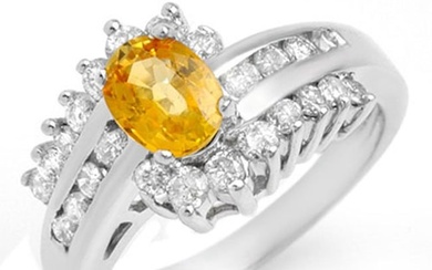 1.77 ctw Yellow Sapphire & Diamond Ring 14k White Gold