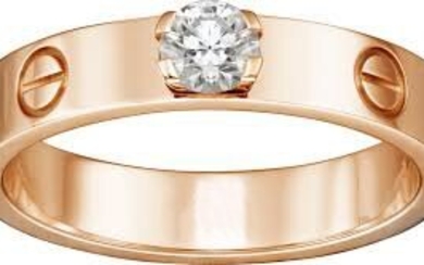 18 K Rose Gold CARTIER Style Solitaire Diamond Ring