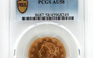 1880 $10 LIBERTY HEAD 1/2 OZ GOLD COIN PCGS AU58