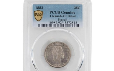 1883 HAWAII 25 CENT COIN, PCGS AU DET
