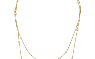 18CT GOLD AND DIAMOND LONG CHAIN