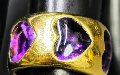 18K Gold and Amethyst Heart Ring