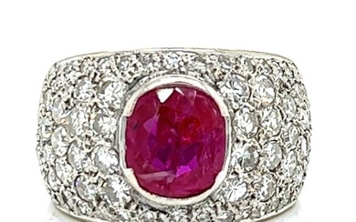 18K White Gold Burma Ruby & Diamond Ring