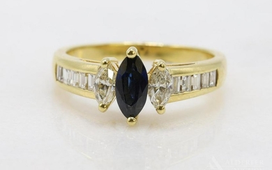 18KY Gold Sapphire and Diamond Ring
