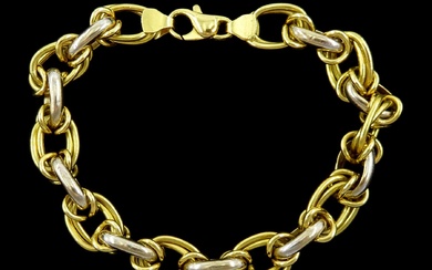 18ct yellow and white gold fancy link bracelet