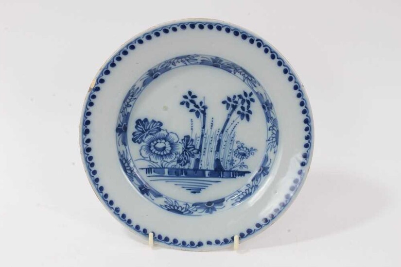 18th century blue and white tin glazed plate