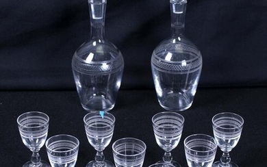 19 th Century Crystal Decanters (2) and Cordials