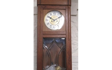 1930's Oak cased wall clock in Vienna style, the circular si...